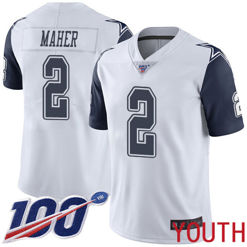 Youth Dallas Cowboys Limited White Brett Maher #2 100th Season Rush Vapor Untouchable NFL Jersey